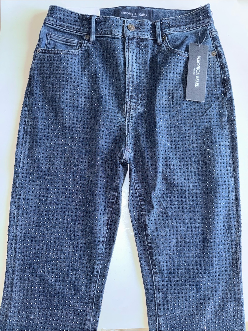 Veronica Beard Beverly Rhinestone Skinny-Flare Jean - Picture 9 of 14